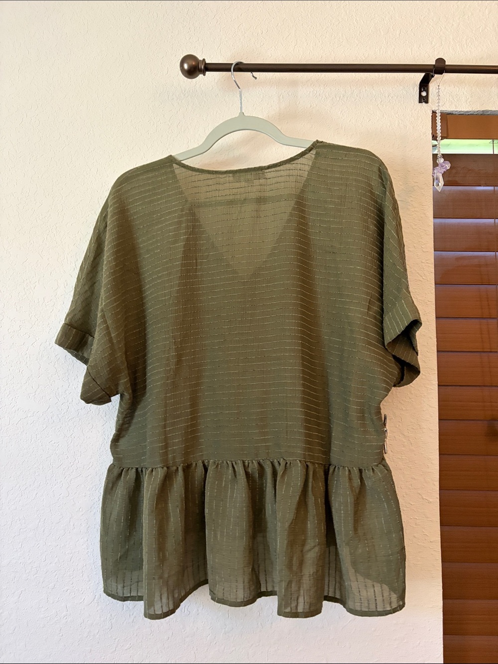 Blu Pepper Peplum Blouse in Olive Green - Picture 2 of 10